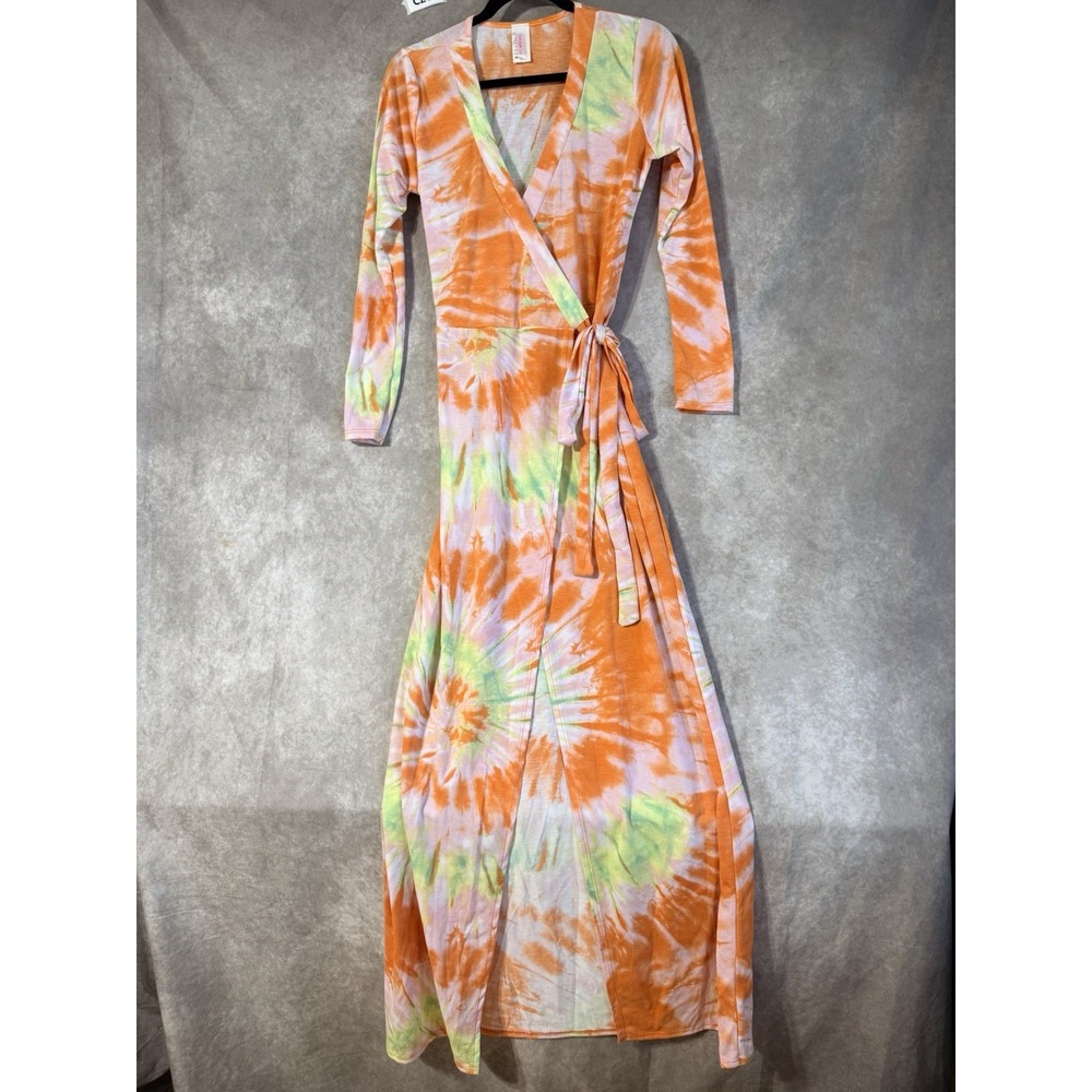 Vivacastle Got Style Long Wrapped Dress Long Sleeve Tie-Dye Size Medium NWT